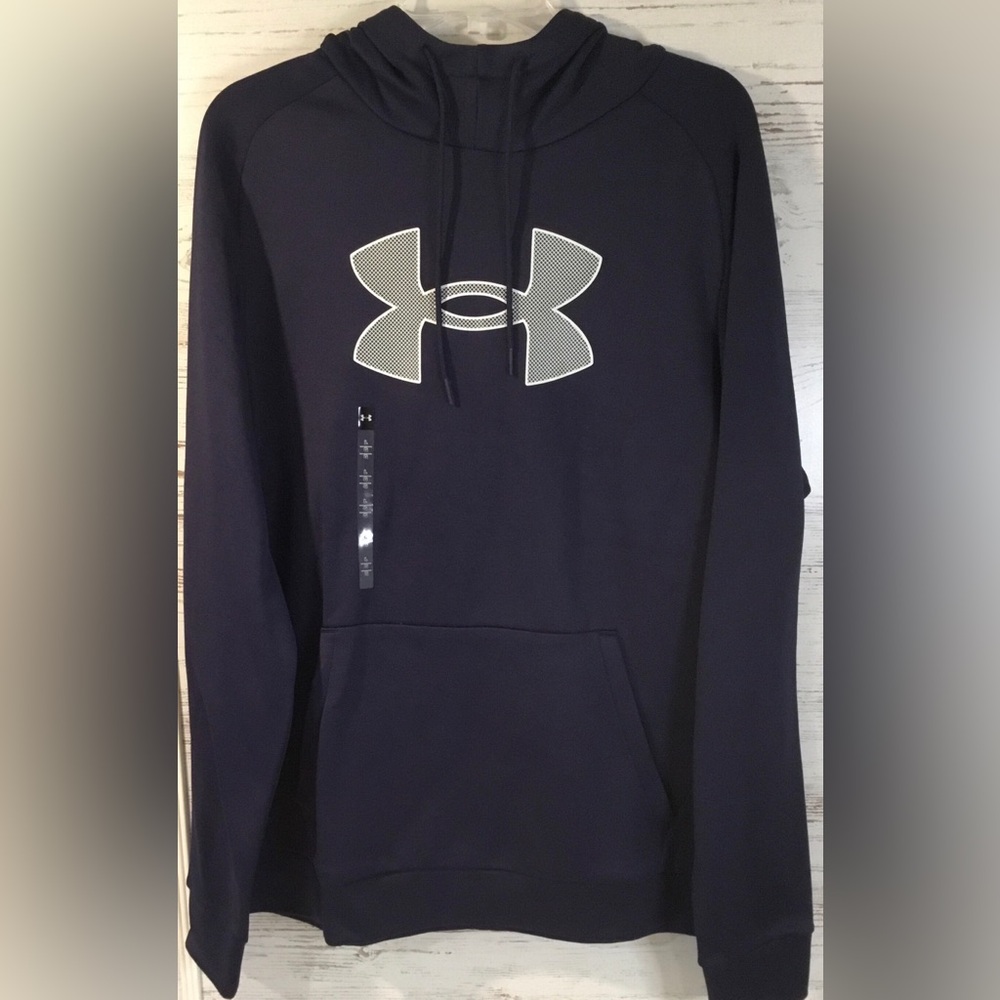 Under Armour Men's Dark Navy Pullover Hoodie with Large Logo